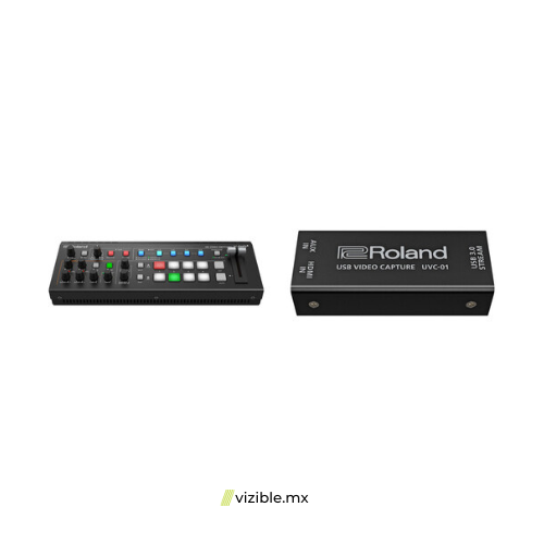 Roland V-1HD+ Mezclador de Vídeo HD 4 x HDMI y kit de dispositivo de captura USB UVC-01